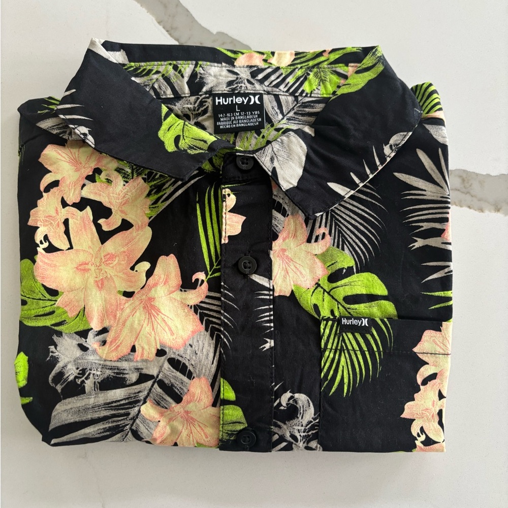 Hurley Black Tropical Print Shirt